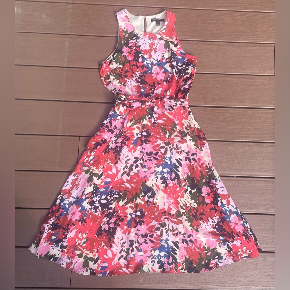 Banana Republic Floral Midi Dress - Pink and Red